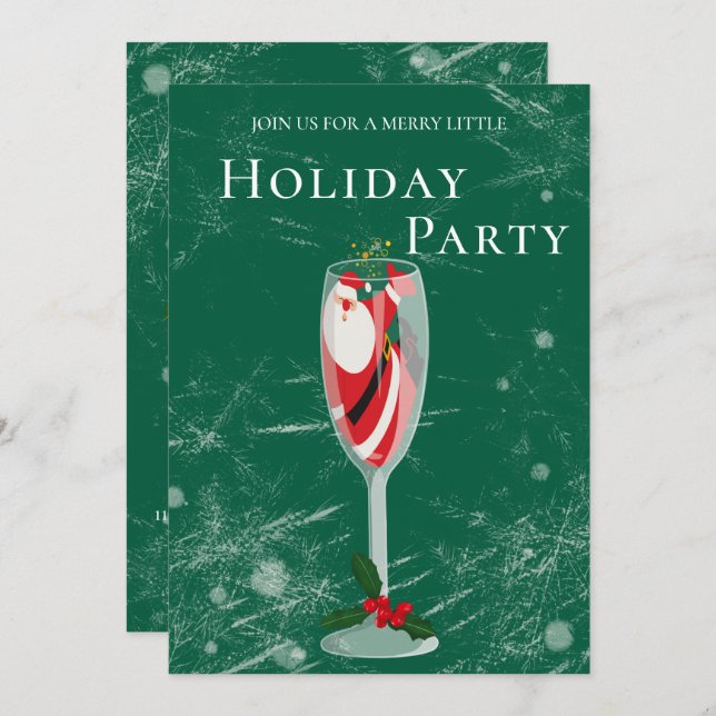 Convite Natal Jolly Cheers Papais noeis champagne Feriado (Frente/Verso)