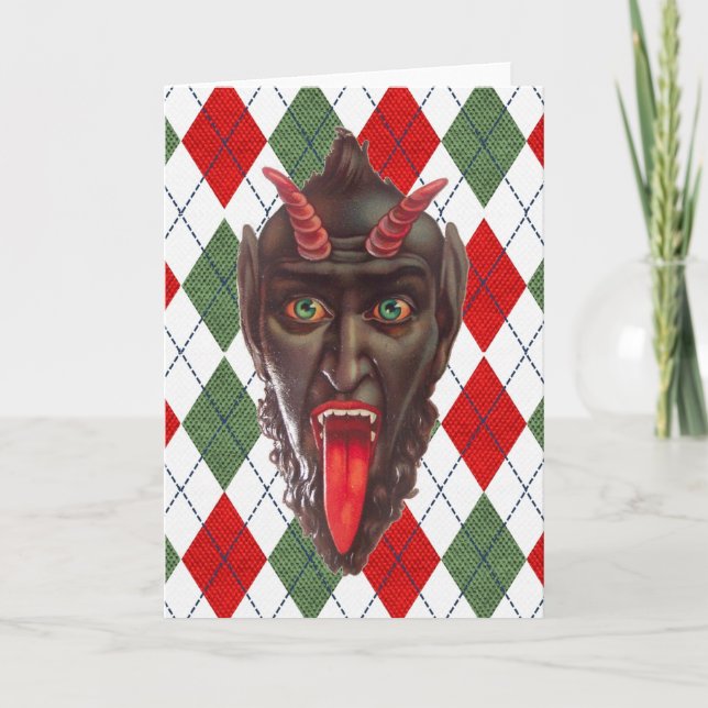 Convite natal krampus xadrez (Frente)