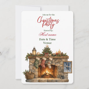 Convite Natal lareira aconchegante
