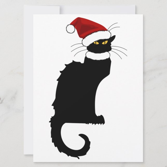 Convite Natal Le Chat Noir Com Santa Hat (Frente)