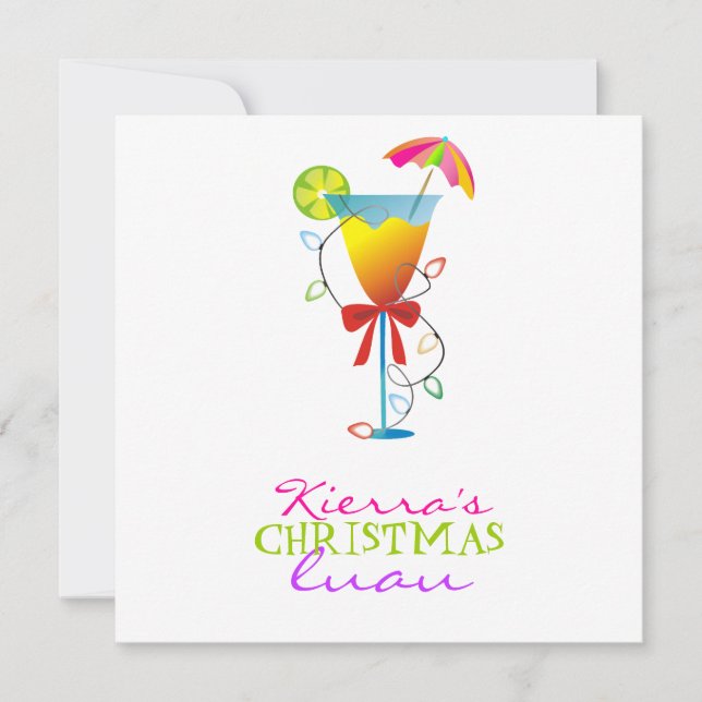 Convite Natal Luau do paraíso 311-Tropical (Frente)