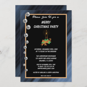 Convite Natal Luz e Mármores Prateados Natal