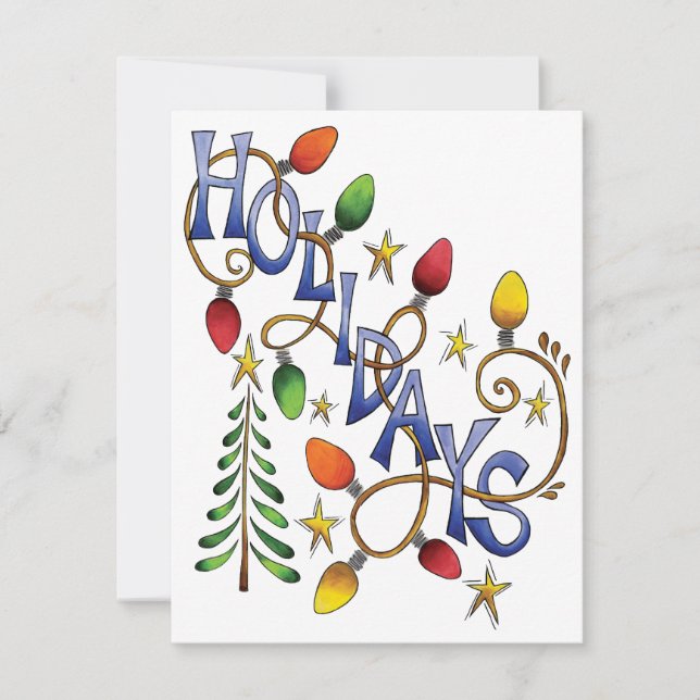 Convite Natal, Luzes e Estrelas bonitos com texto de feria (Frente)