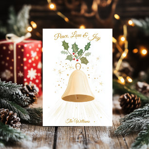 Convite Natal Minimalista com Sineta e Azevinho Elegantes