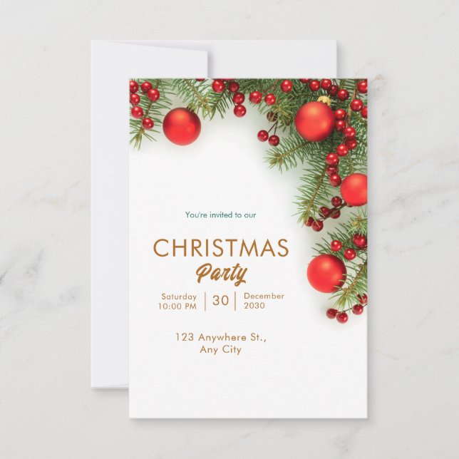 Convite Natal Mínimo Vermelho E Verde (Frente)