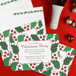 Convite Natal Moderno Verde e Vermelho Jolly Holly Festa
