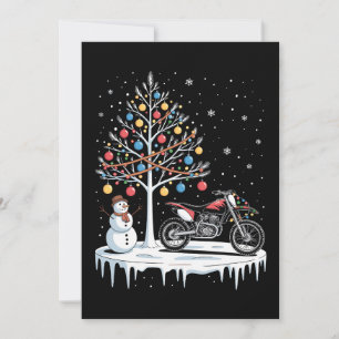 Convite Natal Moto de Trilha Motocicleta Boneco de Neve Ár