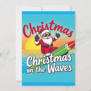 Convite Natal nas Ondas Design do Papai Noel