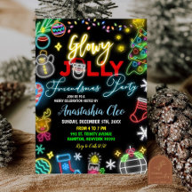 Natal Neon Glowy Jolly Friendsmas Festa de Fim de