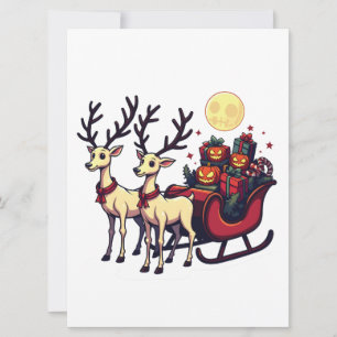 Convite Natal no Halloween Reindeer Pumpkin Presente
