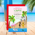 Convite Natal no Tropical Beach Party de julho<br><div class="desc">Celebre o Natal em julho em estilo tropical com esta cena de praia colorida "Bem-vindos" à sua design de festa. Esta multidão é um monte de animais! Design composto por Designs Holiday Hearts.</div>