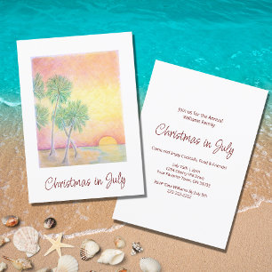 Convite Natal no Tropical Palm Trees Beach Party