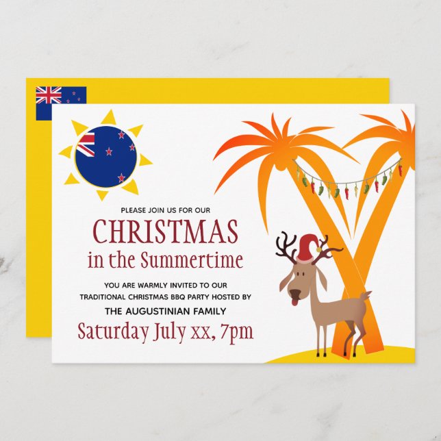 Convite NATAL NO VERÃO DO CHURRASCO DA Nova Zelândia (Frente/Verso)