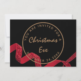 Convite Natal Noite de Natal Jantar de Inverno Preto Verme