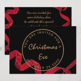 Convite Natal Noite de Natal Jantar de Inverno Preto Verme