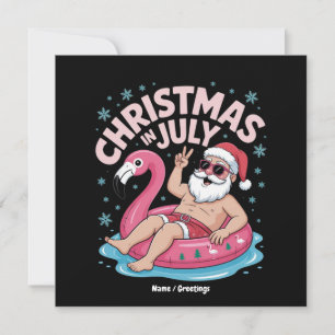 Convite Natal nos Papais noeis de julho Flamingo Funny Sum