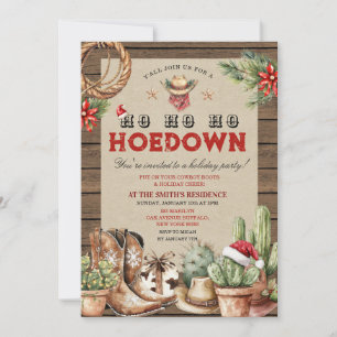 Convite Natal Ocidental do Holiday Hoedown Cowboy Ocidenta