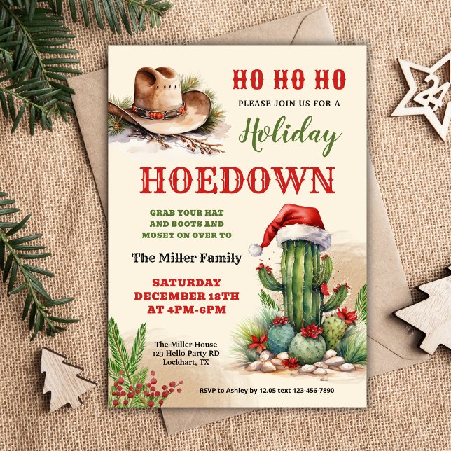 Convite Natal Ocidental, Holiday Hoedown Convide, Cowboy (Criador carregado)