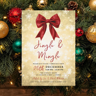 Convite Natal Ouro Vermelho Jingle Mingle Inverno Mágico