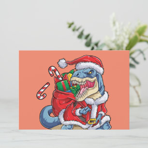 Convite Natal Papai Noel Dinossauro T rex Meninos Homens