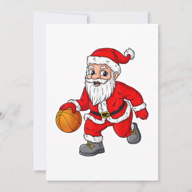 Convite Natal Papai Noel Jogando Um Basquete Engraçado (Frente)
