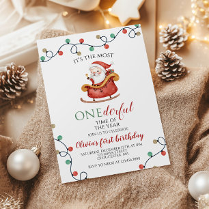 Convite Natal Papai Noel Onederful Primeiro Aniversário
