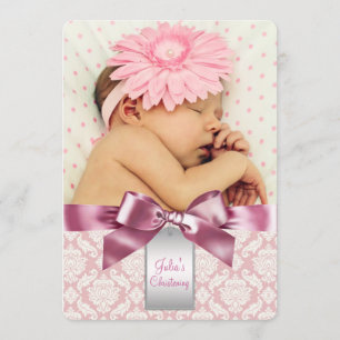 Convite Natal para a Menina de Ivory e Damask Rosa