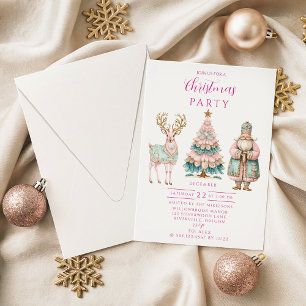 Convite Natal Pastel com Papai Noel e Rena