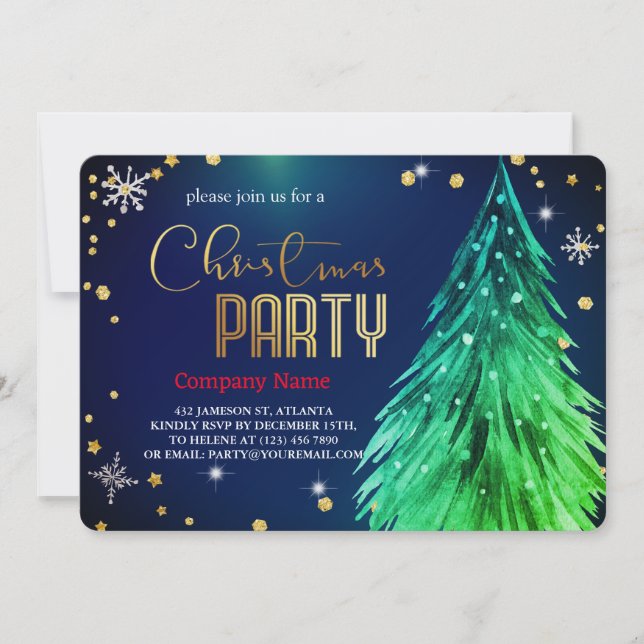 Convite Natal Pinheiros Mágico Elegante Festivo (Frente)