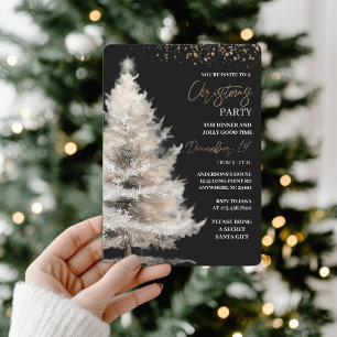 Convite Natal Preto e Dourado Elegante