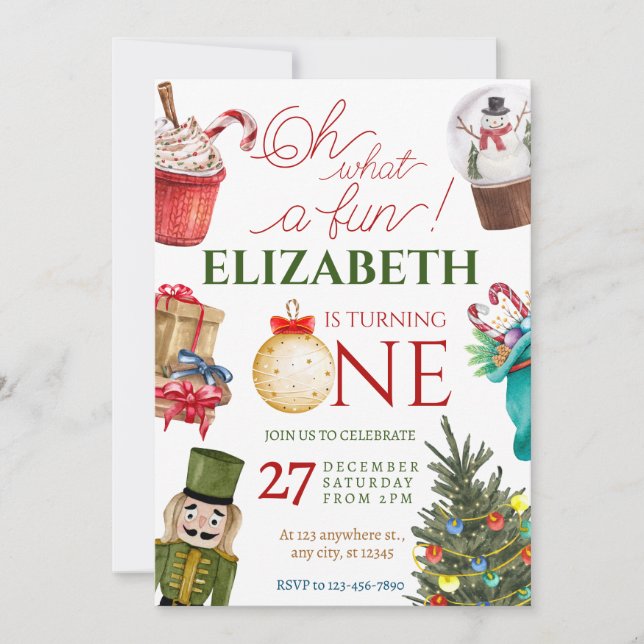 Convite Natal Que Divertido Primeiro Aniversário (Frente)