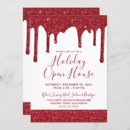 Convite Natal Red Glitter Drives Holiday Open House