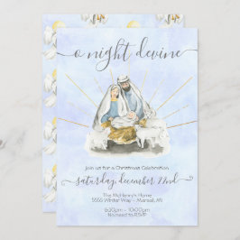 Convite Natal religioso com o bebê Jesus, Mary e Joseph