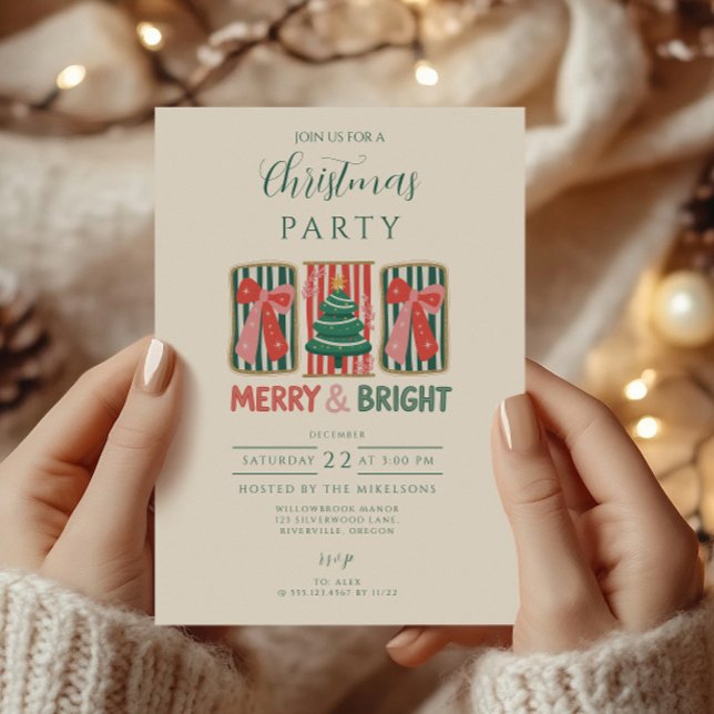 Convite Natal Retro Alegre e Brilhante (Criador carregado)