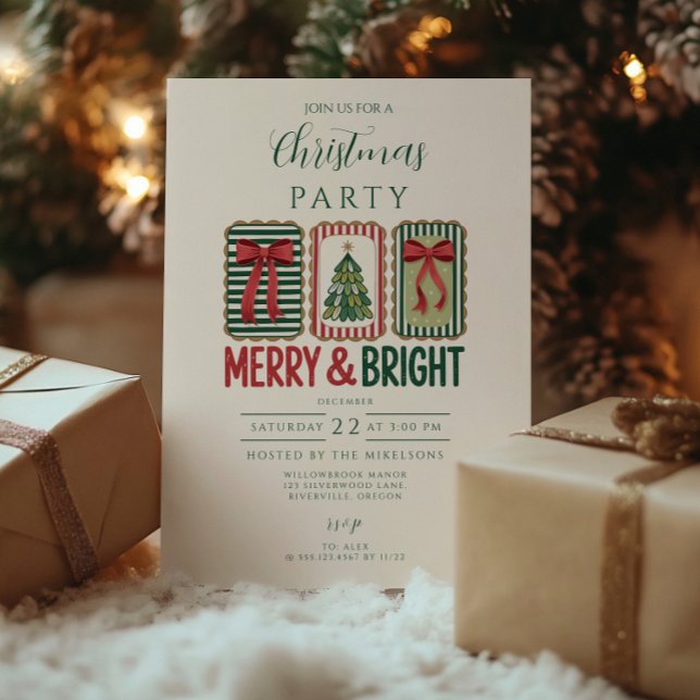 Convite Natal Retro Alegre e Brilhante (Criador carregado)