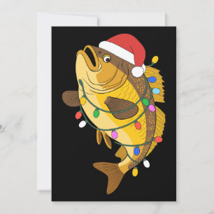 Convite Natal Robalo Peixe Chapéu do Papai Noel Luzes de P