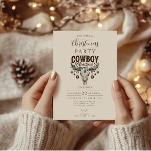 Convite Natal Rústico de Cowboy