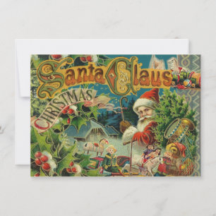 Convite Natal Santa Claus Arte Antiquada