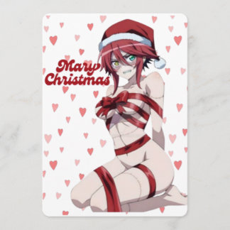 Convite Natal sexy Santa Menina de Anime embrulhada no Nat