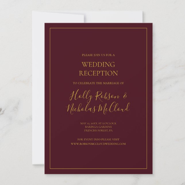Convite Natal Simples e Elegante | Recepção de Casamento V (Frente)