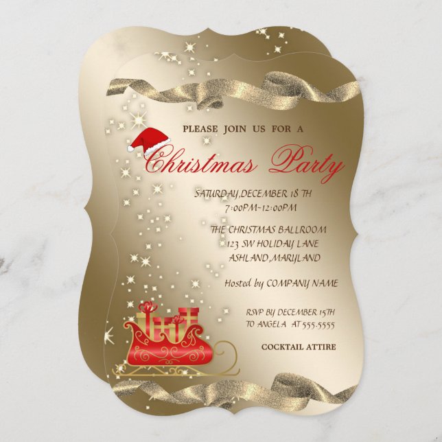 Convite Natal Sleigh,Santa Hat,Natal Corporativo (Frente/Verso)