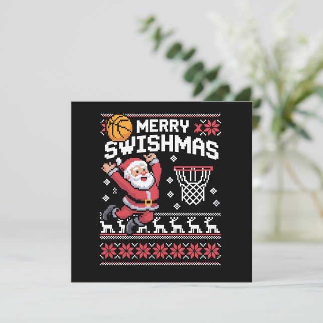 Convite Natal Swishmas Basquete Feio Natal Xmas  (Em pé/Frente)