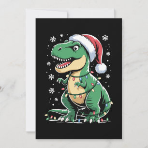 Convite Natal T Rex Dinossauro Chapéu de Papai Noel Luzes