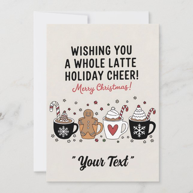 Convite Natal Te Desejando Um Café Latte Cheio (Frente)