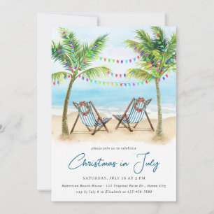 Convite Natal Tropical de Praia Palmeiras em Julho