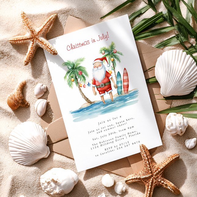 Convite Natal Tropical Divertido em Julho (Criador carregado)