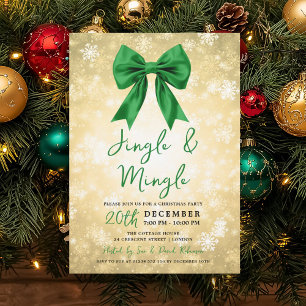 Convite Natal Verde Dourado Jingle Mingle Inverno Maravilh