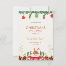 Convite Natal Verde E Vermelho De Aquarela