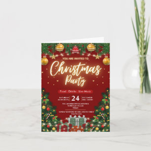 Convite Natal Verde Xadrez Moderno Elegante