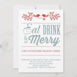 Convite Natal Vermelho e Blue Holidy Country Chic